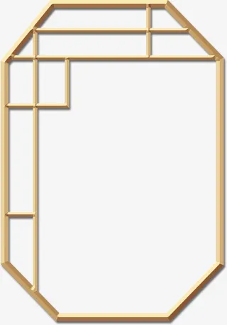 新年，金色金属窗户门框，中国风立体免抠