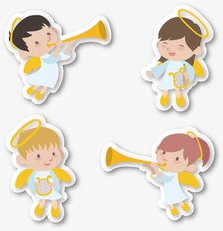 4款天使贴纸矢量素材免抠