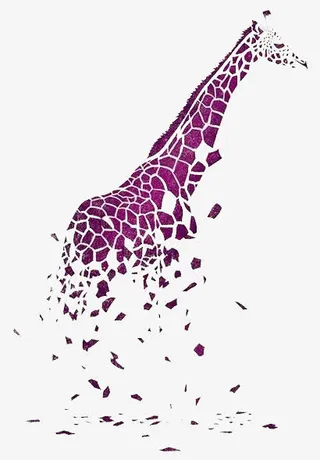 手绘长颈鹿碎片免抠