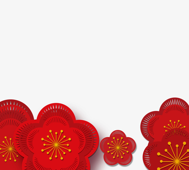 红梅绽开迎新年免抠