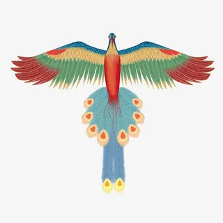 古风凤凰动物风筝春分免抠装饰动物元素