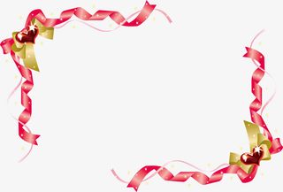 粉色情人节爱心绸带框架免抠