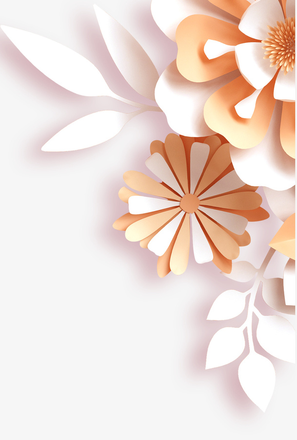 剪纸风中国风鲜花免抠