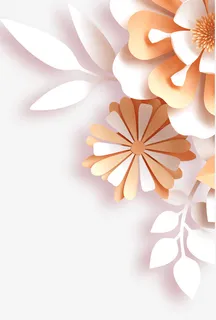 剪纸风中国风鲜花免抠