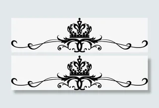 黑色手绘皇冠花纹免抠