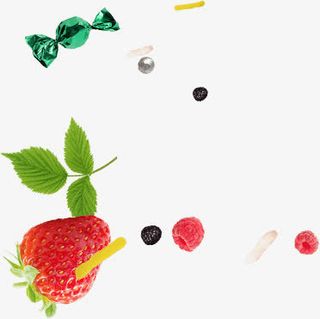 草莓水果糖果漂浮免抠