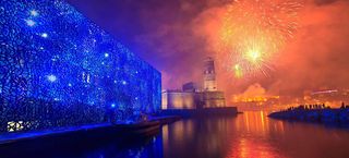 水立方灯光夜景淘宝海报banner高清