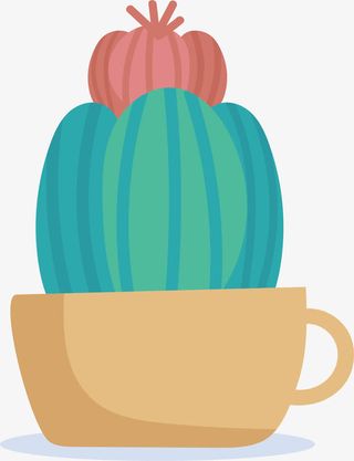 杯子里的仙人球免抠