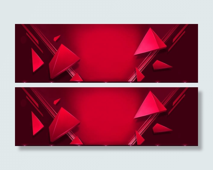 淘宝天猫红色立体几何banner