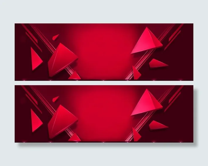 淘宝天猫红色立体几何banner