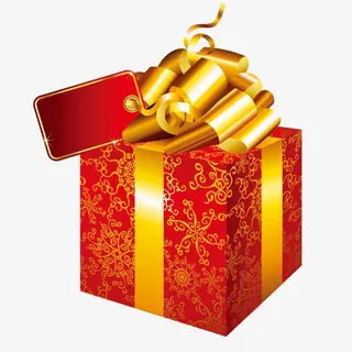 红色古风金色花纹礼盒免抠