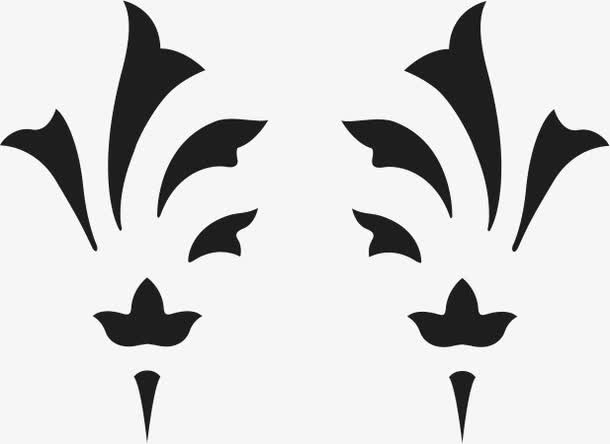 角花底纹花型对称平面图形免抠