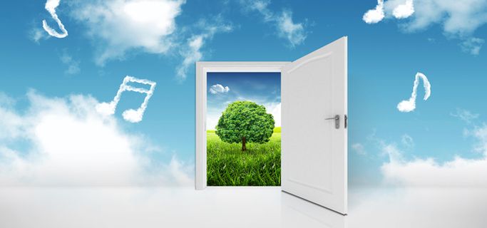 简约春天浪漫蓝色海报背景高清