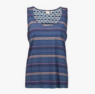 春夏女士新款条纹印花镂空无袖背免抠