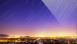 蓝色绚丽流星雨美景免抠