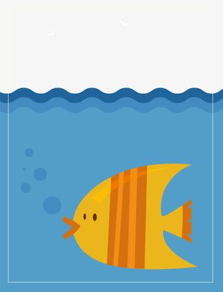 卡通蓝色海洋中的鱼免抠