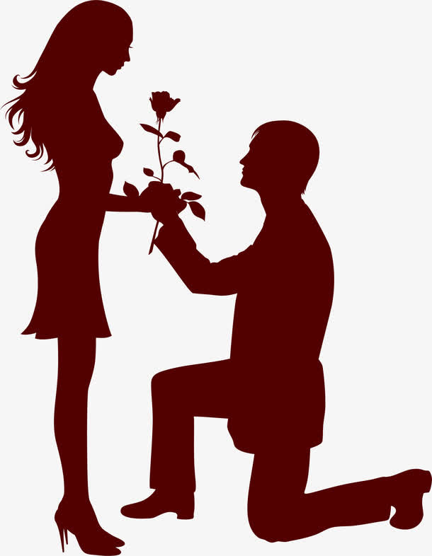 人物求婚玫瑰花素材免抠