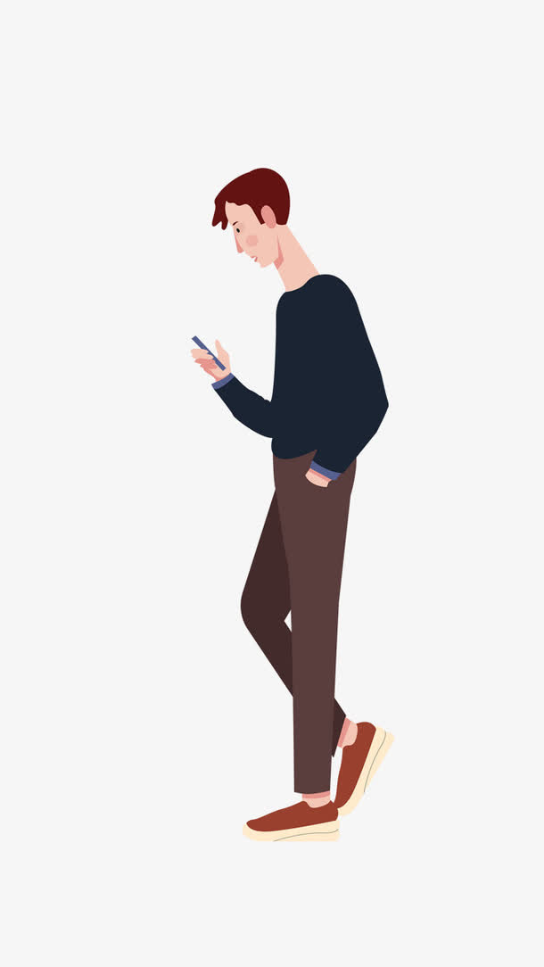 玩手机的男孩免抠