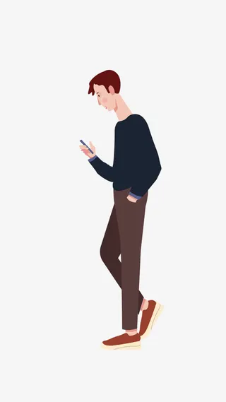 玩手机的男孩免抠