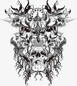 矢量头骨花纹图案免抠