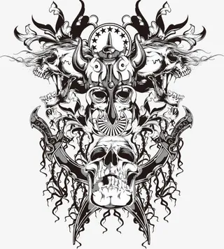 矢量头骨花纹图案免抠