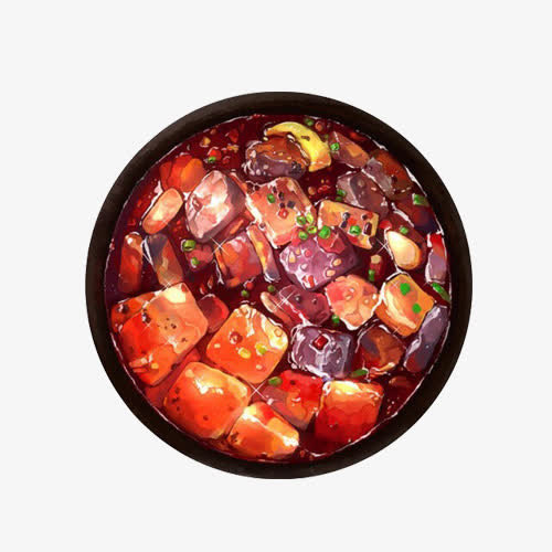 鸭血豆腐手绘画素材图片免抠