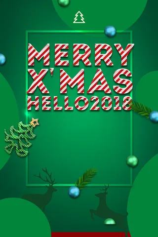 简约清新绿色圣诞海报高清