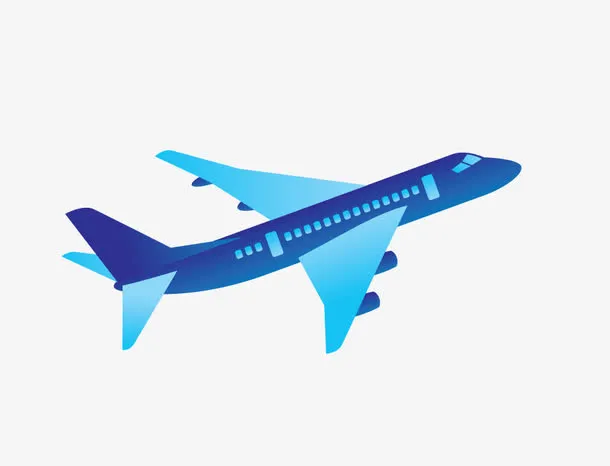 手绘卡通蓝色客机飞机免抠