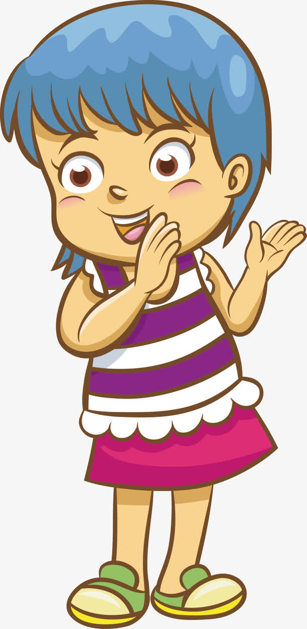 鼓掌的小女孩矢量图免抠