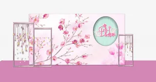 粉色舞台元素免抠