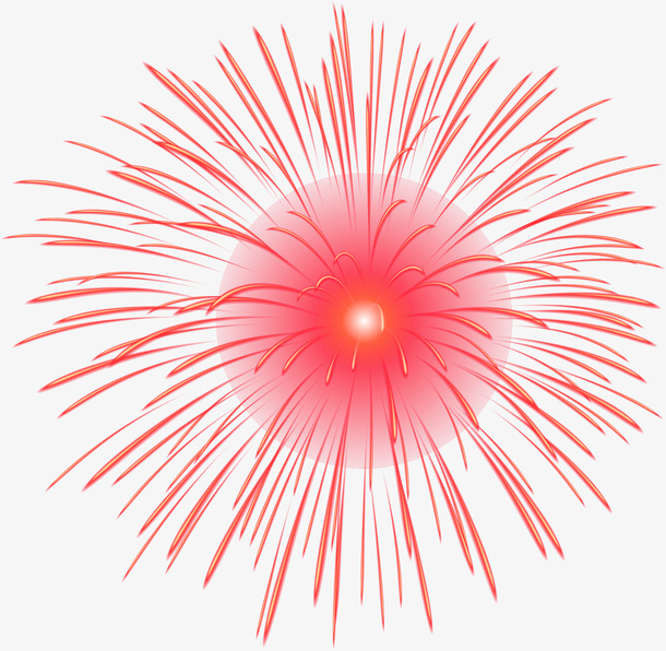 春节美丽红色烟花免抠