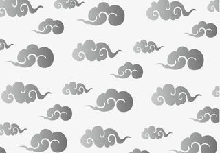 黑白渐变风格中国传统祥云底纹免抠