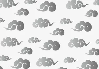 黑白渐变风格中国传统祥云底纹免抠