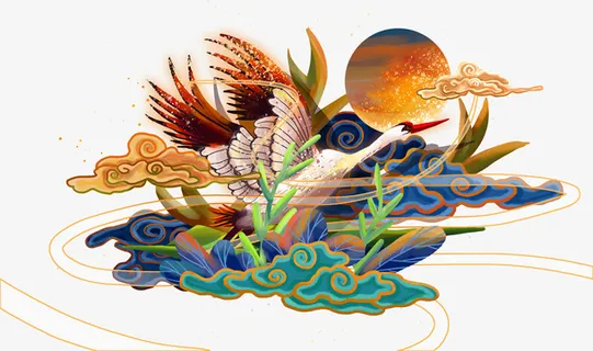 中国风仙鹤装饰免抠