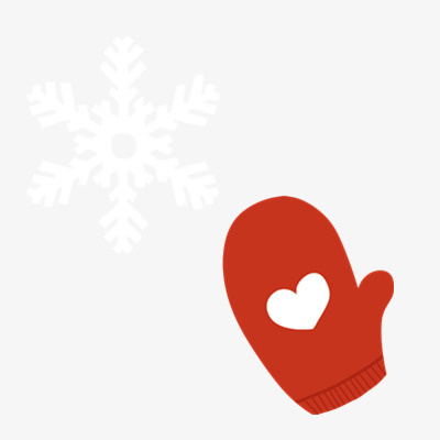 雪花图案与爱心手套免抠