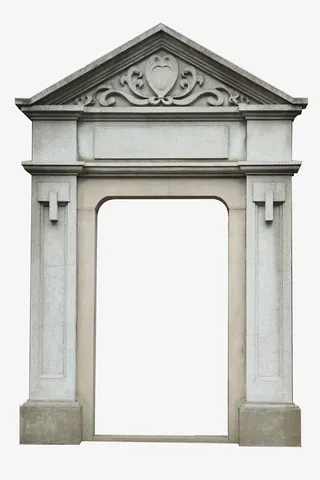 民族文化石雕花纹门框免抠