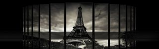 大气埃菲尔铁塔黑白色调淘宝海报背景高清