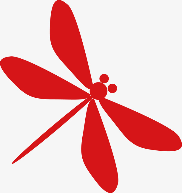 手绘红色蜻蜓免抠