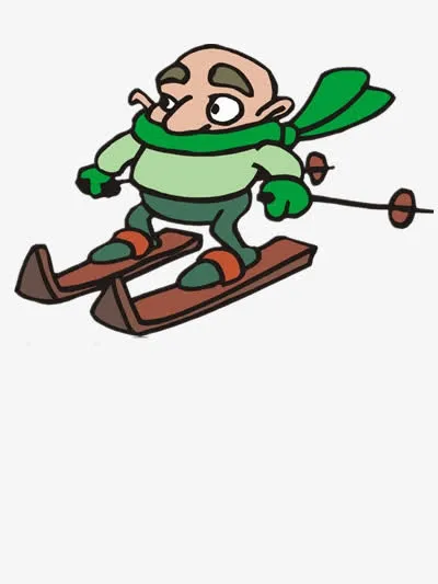 小老头学滑雪素材图片免抠