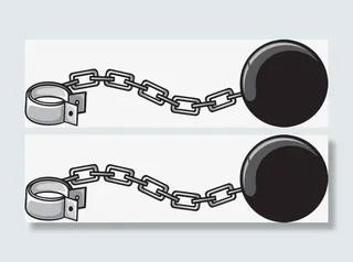 手绘黑色金属手铐脚镣免抠