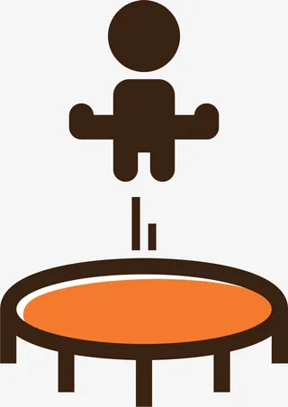 蹦床扁平跳跃小人免抠