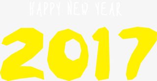 矢量黄色2017字体免抠