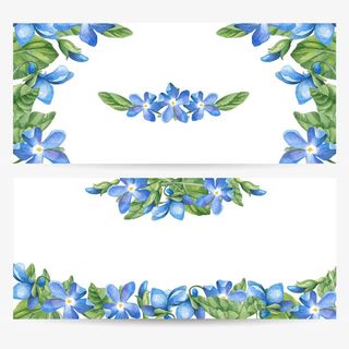 水彩蓝色花朵免抠
