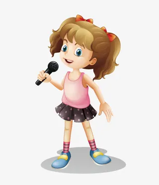 卡通手绘唱歌的女孩免抠