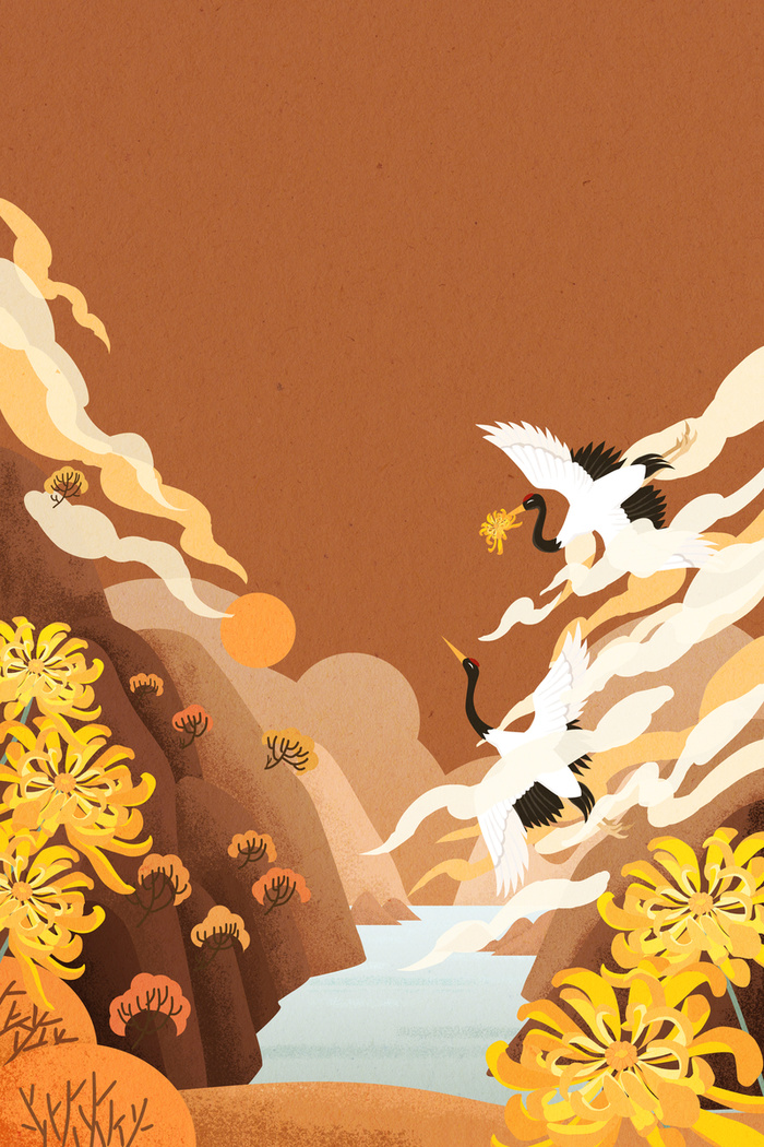 重阳节国潮背景图元素高清