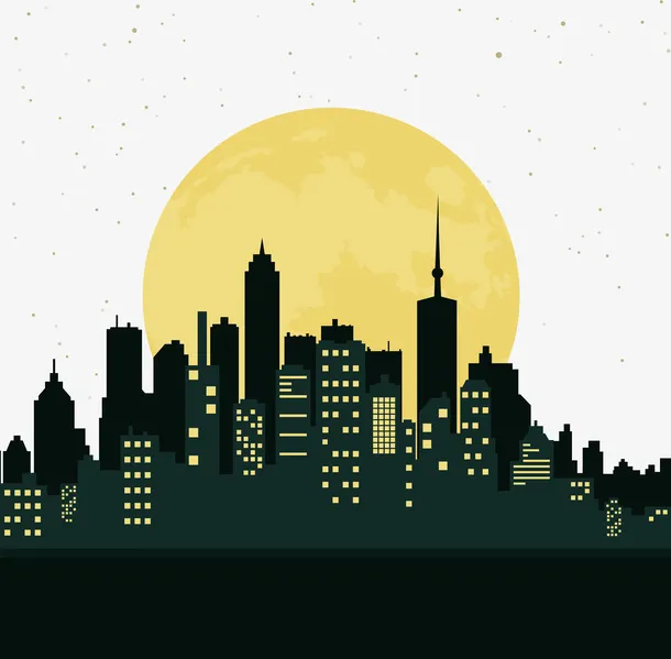 城市的夜空免抠手绘/卡通卡通元素