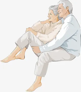 依偎在一起的老人免抠