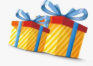 多种卡通颜色条纹礼盒免抠