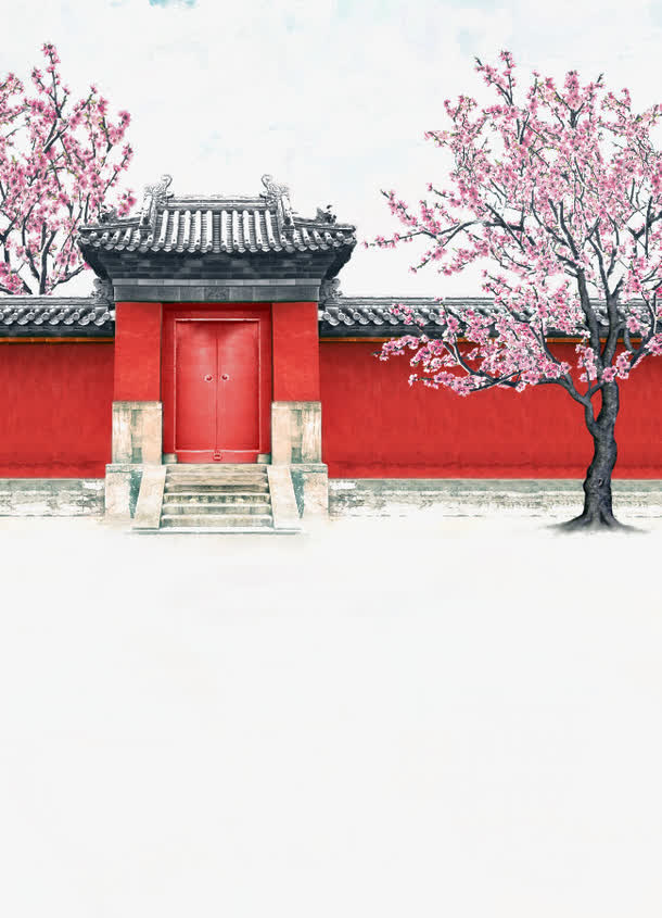 唯美中国古风插画免抠