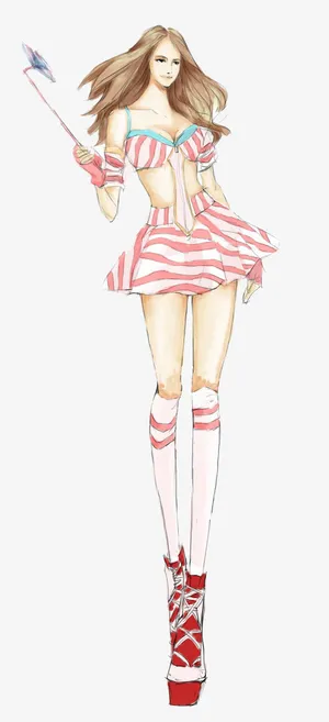 手绘可爱比基尼少女插画免抠